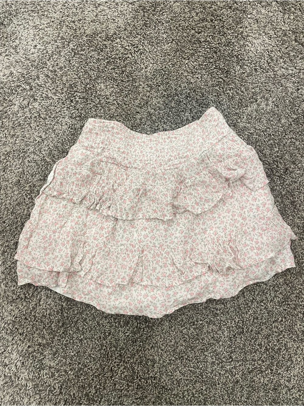 Aeropostale Light Pink Floral Ruffle Mini Skirt